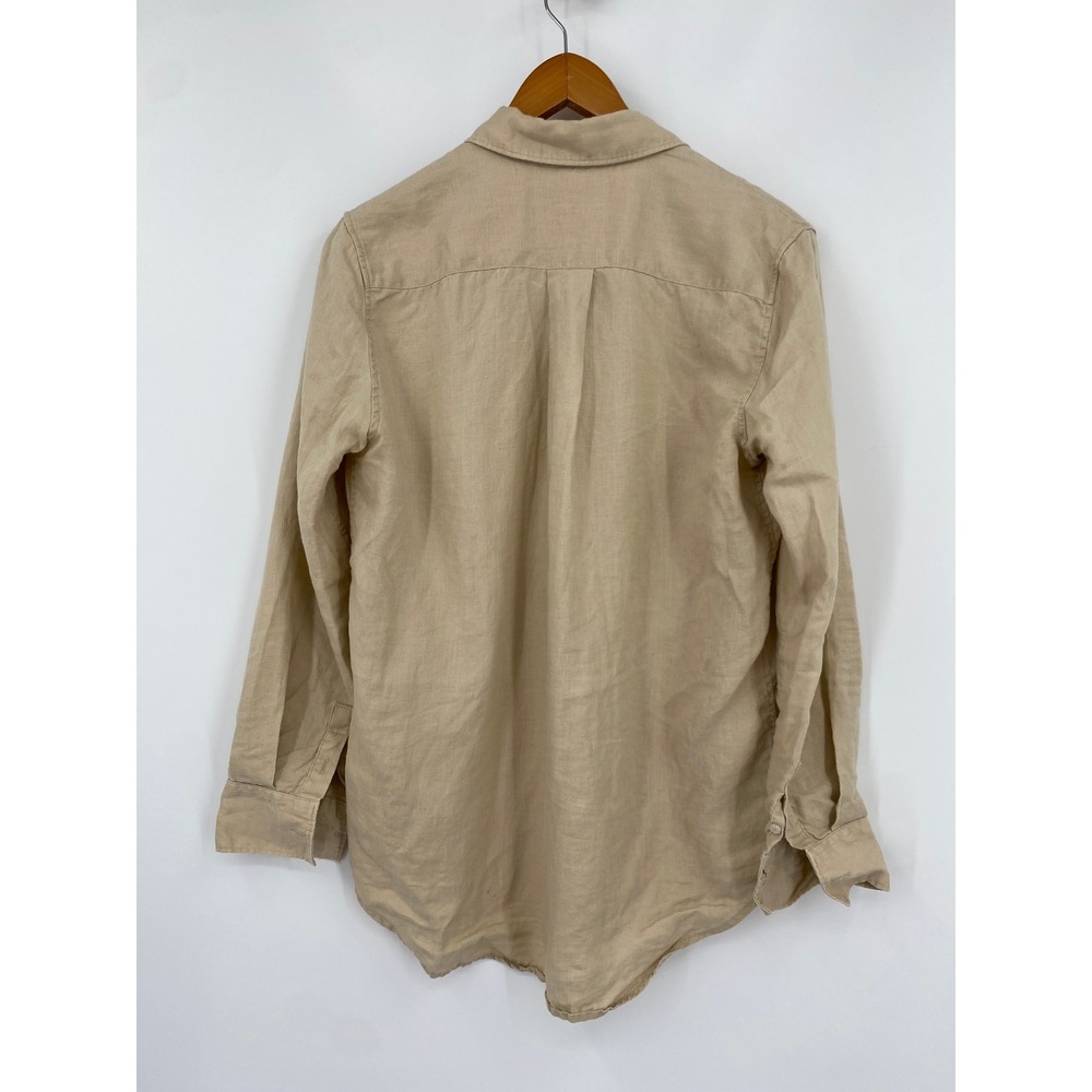 Quince Button Down Shirt Womens Small Driftwood 100% European Linen Long Sleeve - Picture 4 of 5